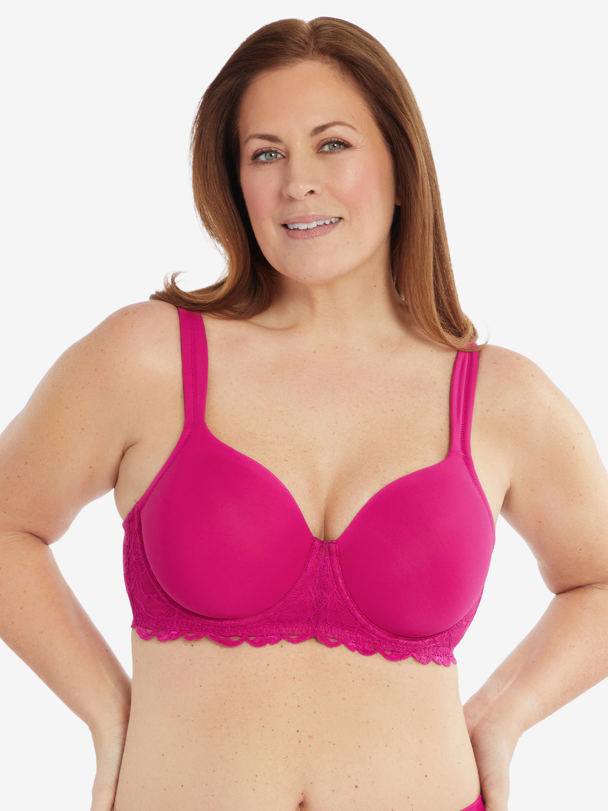 The Chloe - Lace Band Lightly Padded Underwire T-Shirt Bra - Very Berry,38A