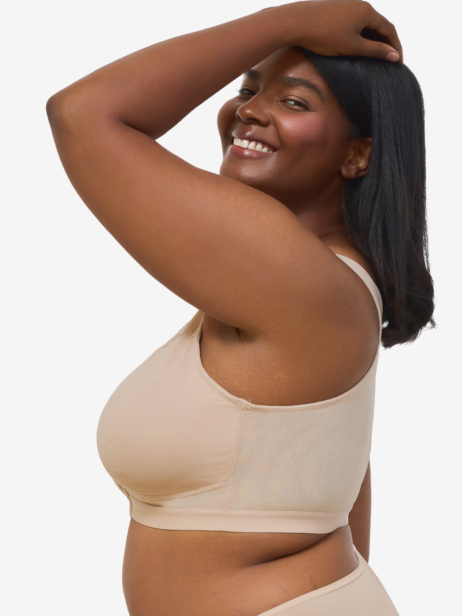 The Harper - Wireless Mesh Front-Closure Bra - Sand,36AB