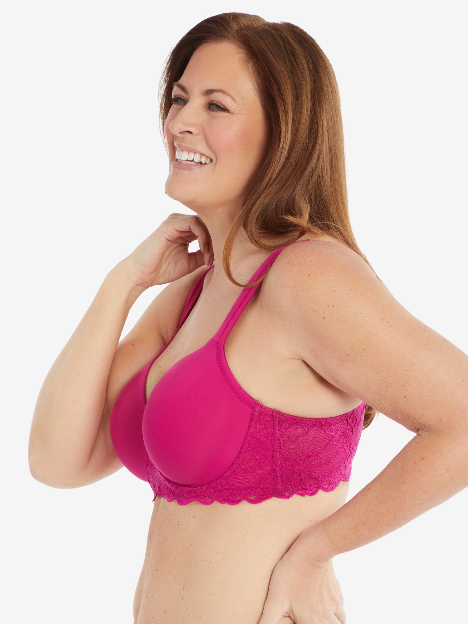 The Chloe - Lace Band Lightly Padded Underwire T-Shirt Bra - Very Berry,38A