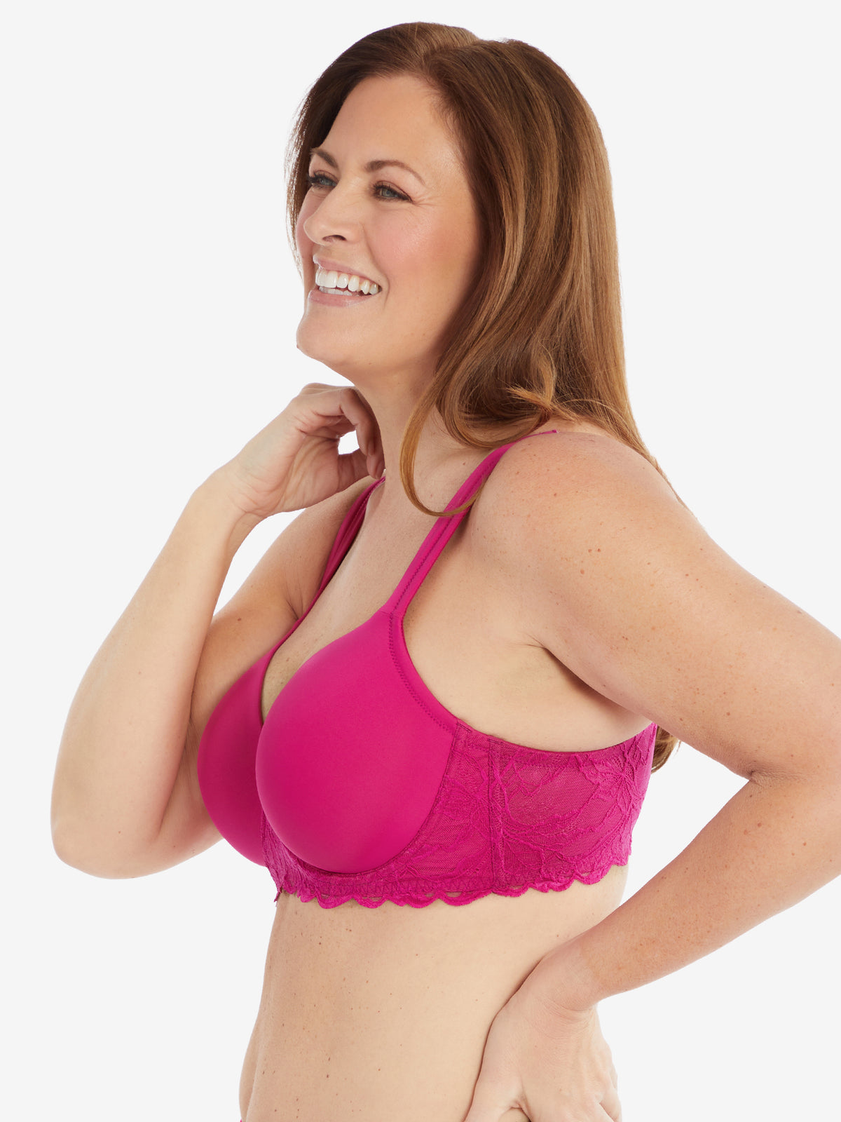 The Chloe - Lace Band Lightly Padded Underwire T-Shirt Bra - Very Berry,38A