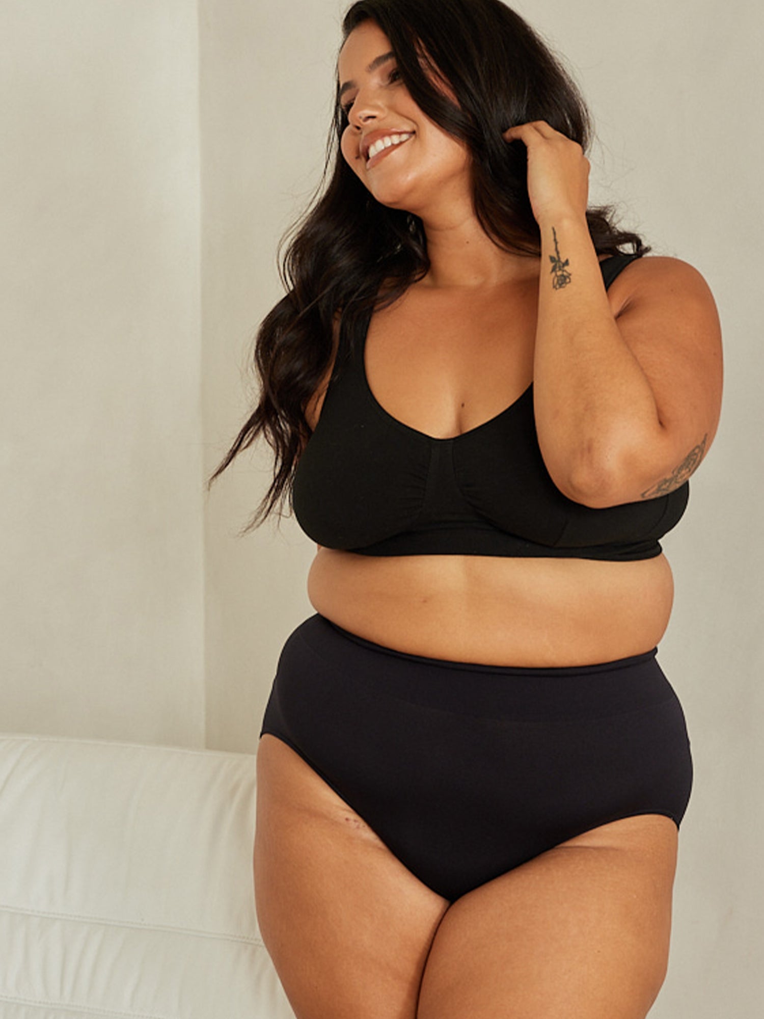 The Evie - Wireless All-Day Cotton Comfort Bra - Black,36AB