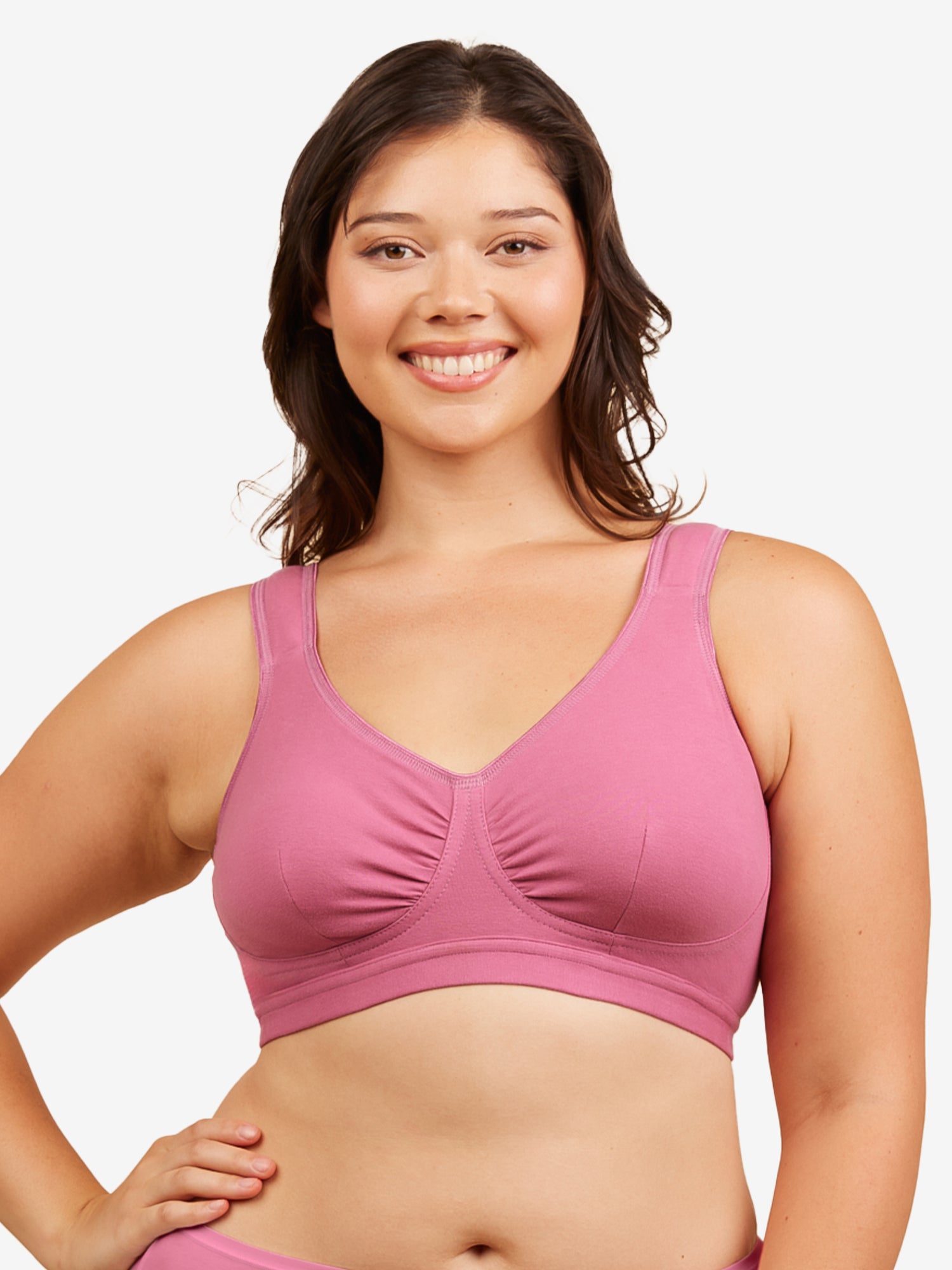 The Evie - Wireless All-Day Cotton Comfort Bra - Raspberry Rose,36AB