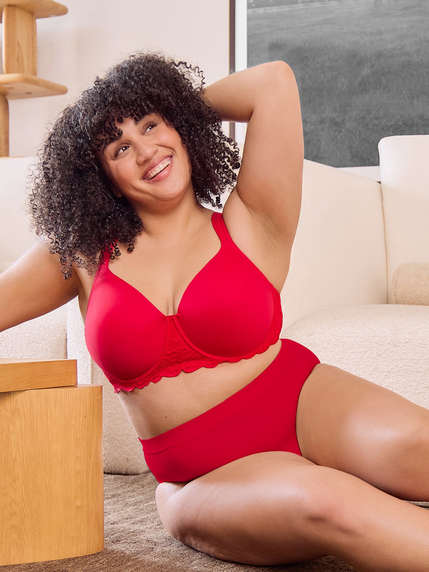 The Chloe - Lace Band Lightly Padded Underwire T-Shirt Bra - Pepper Red,38A