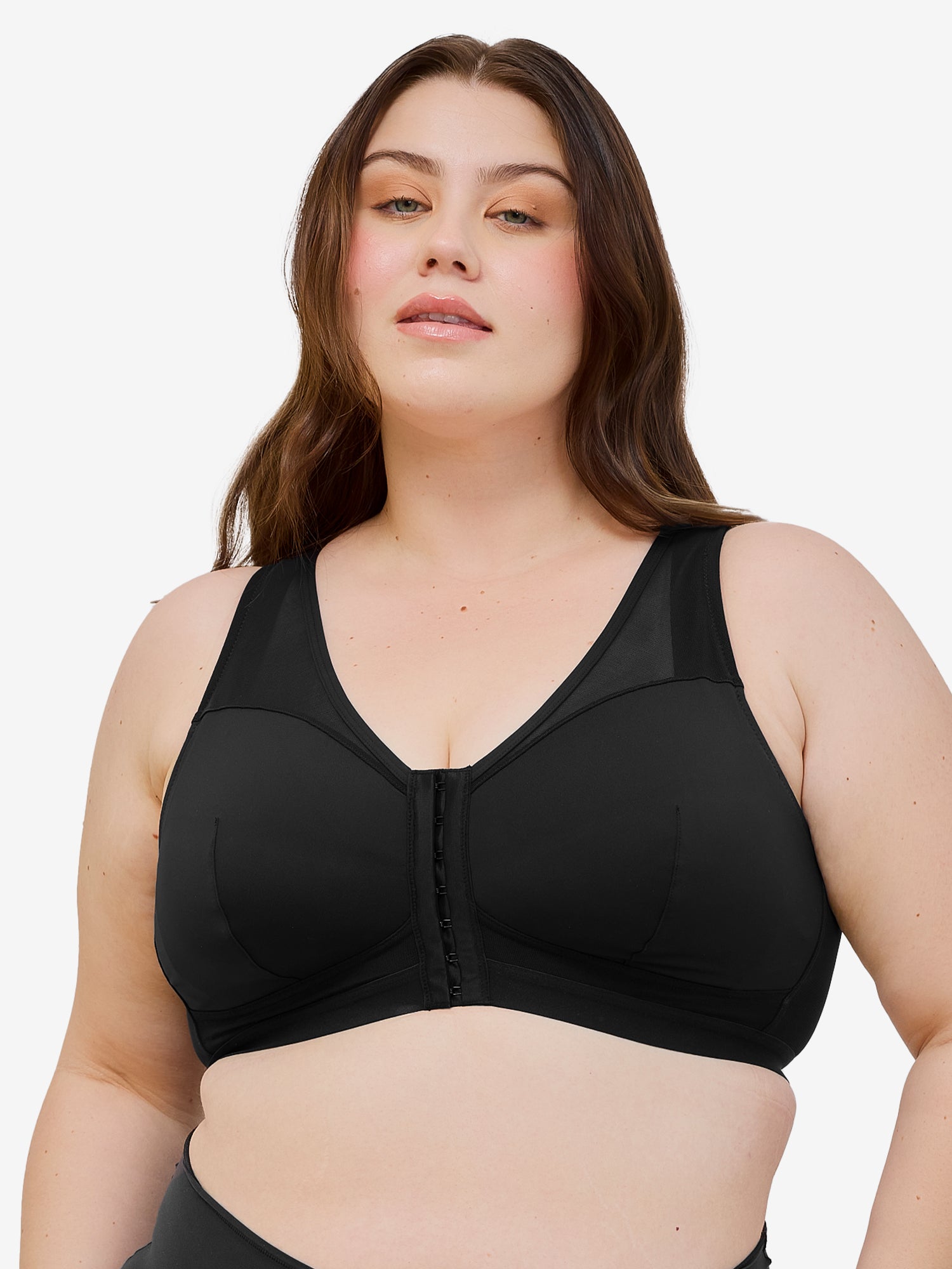 The Harper - Wireless Mesh Front-Closure Bra - Black,36AB