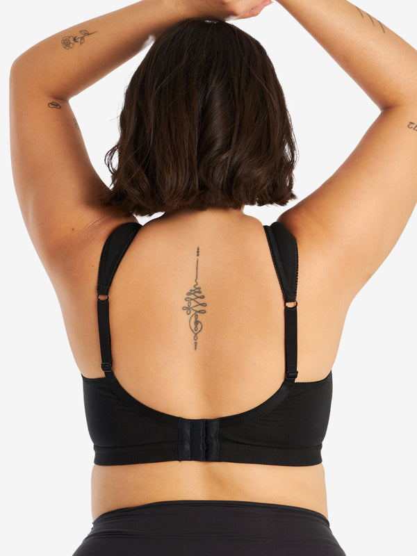 Back view of cotton comfort bra in black