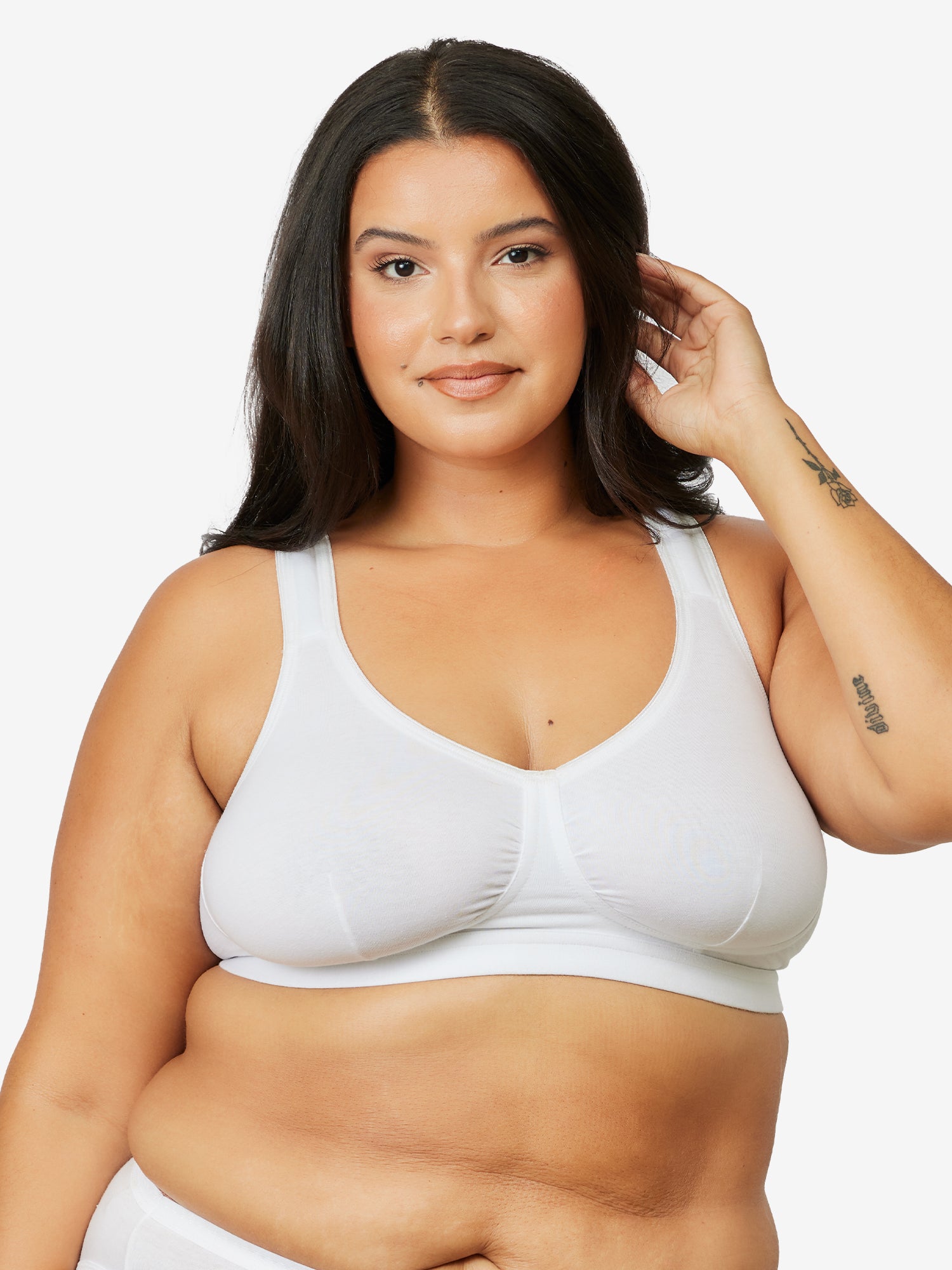 The Evie - Wireless All-Day Cotton Comfort Bra - White,36AB