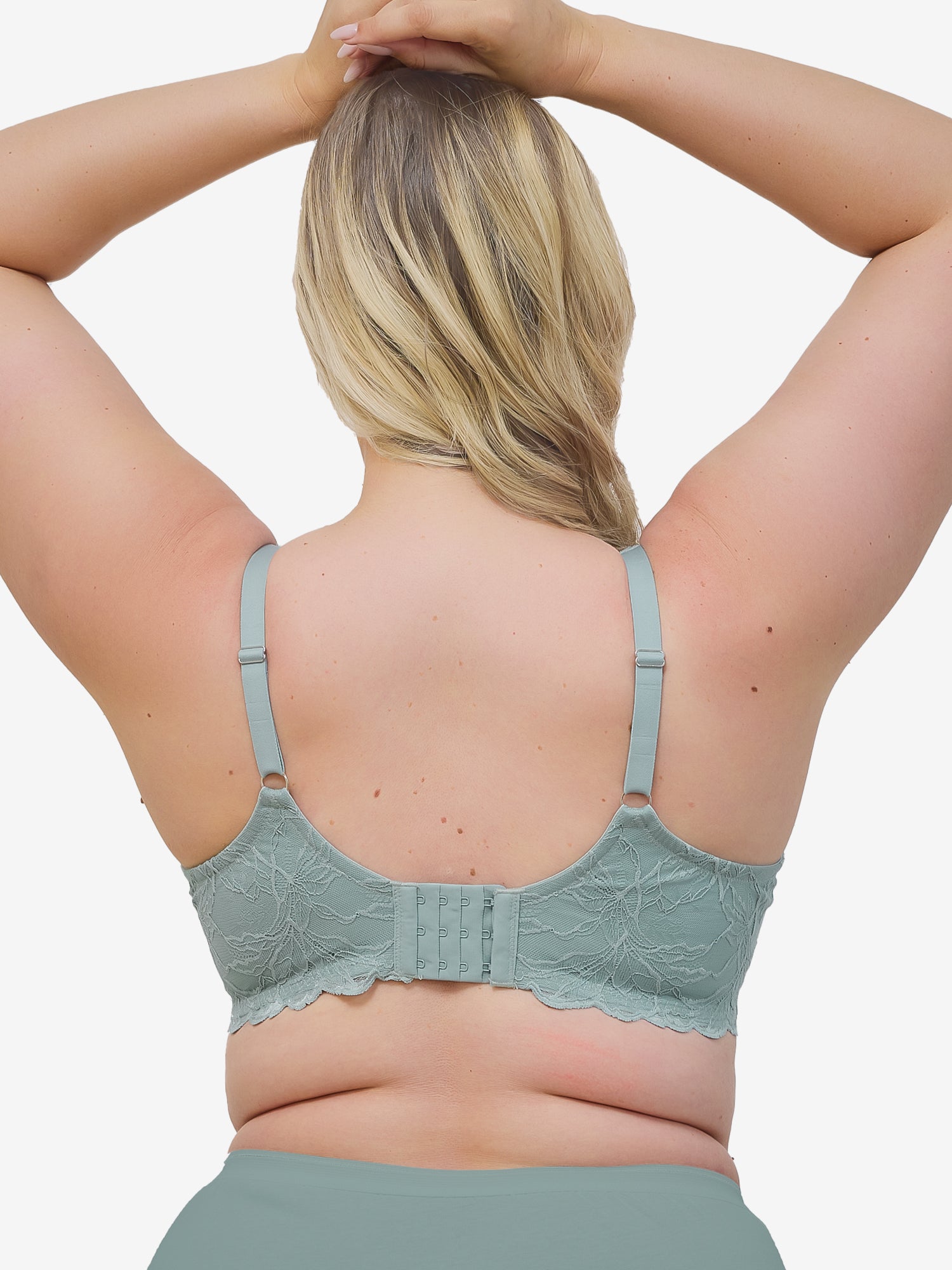 The Willow - Lightly Padded Lace Plunge Underwire Bra - Slate,40A