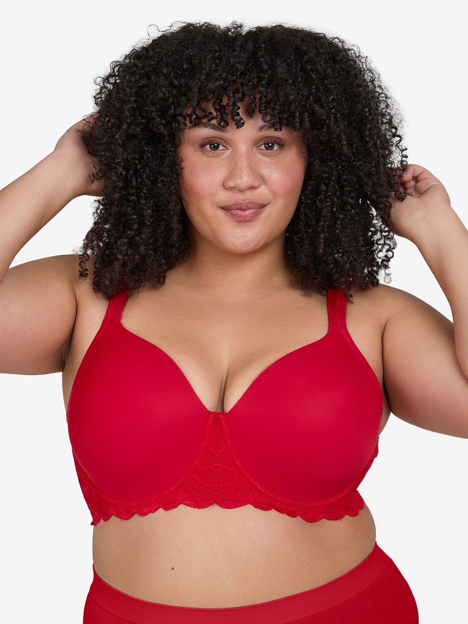 The Chloe - Lace Band Lightly Padded Underwire T-Shirt Bra - Pepper Red,38A