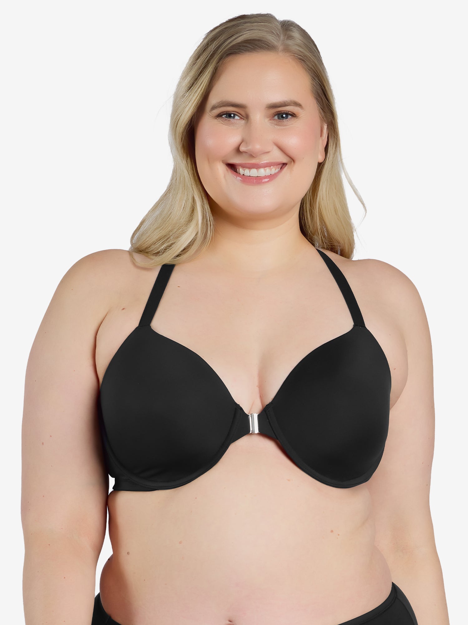 The Luna - Lightly Padded Front-Closure Racerback T-Shirt Bra - Black,40A