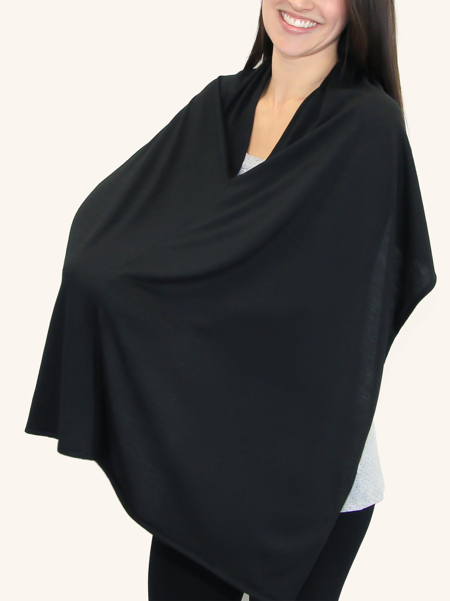 Front view of nursing cover in black