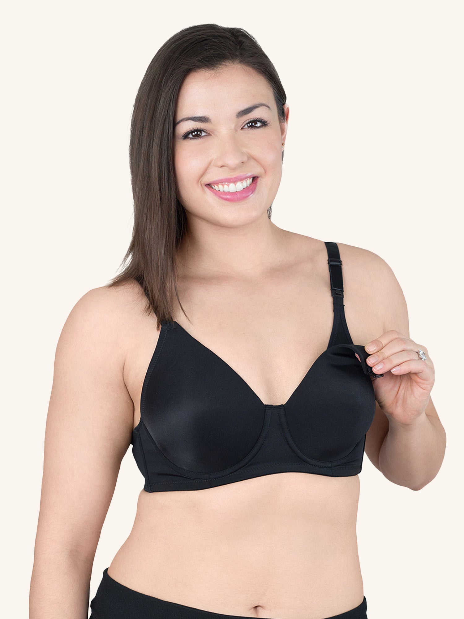 Loving Moments Full Coverage T-Shirt Nursing Bra - Black,34B