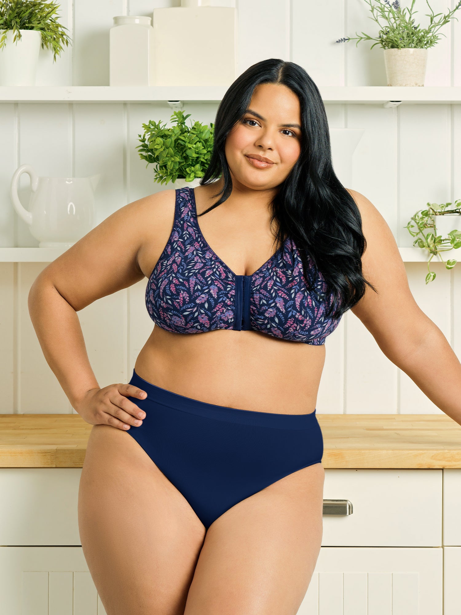 The Meryl - Cotton Front-Closure Comfort & Sleep Bra - Floral EclipsePrint,36AB