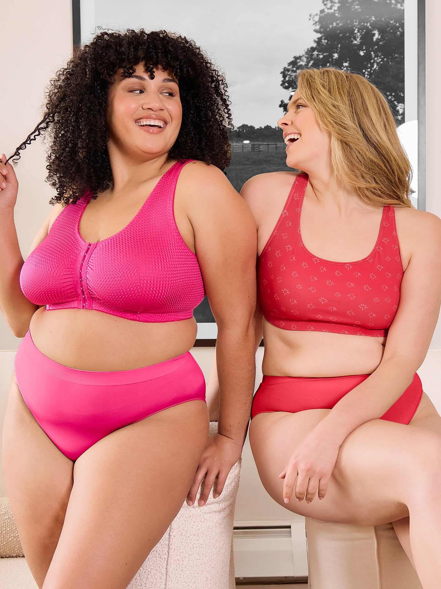 The Marlene - Wireless Silky Front-Closure Comfort Bra - Pink Fuschia Rose,36BCD