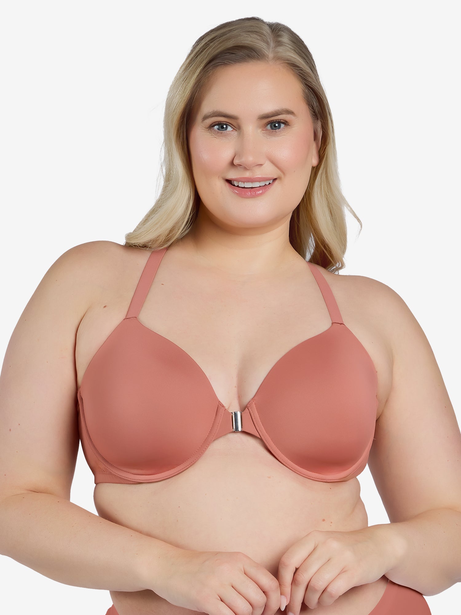 The Luna - Lightly Padded Front-Closure Racerback T-Shirt Bra - Canyon Clay,40A
