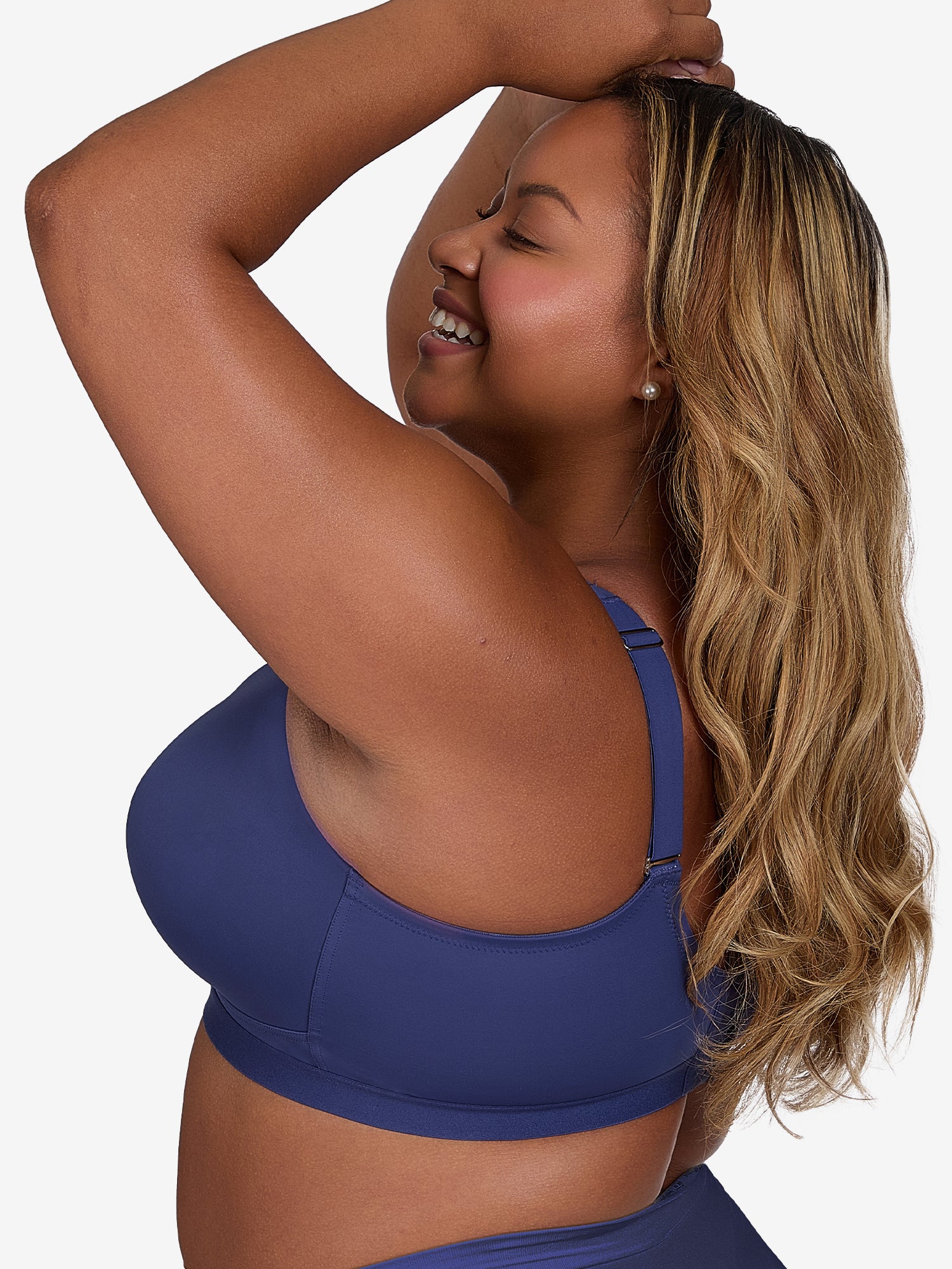 The Aurora - Lightly Lined Microfiber Wireless Bra - Skipper Blue,38A