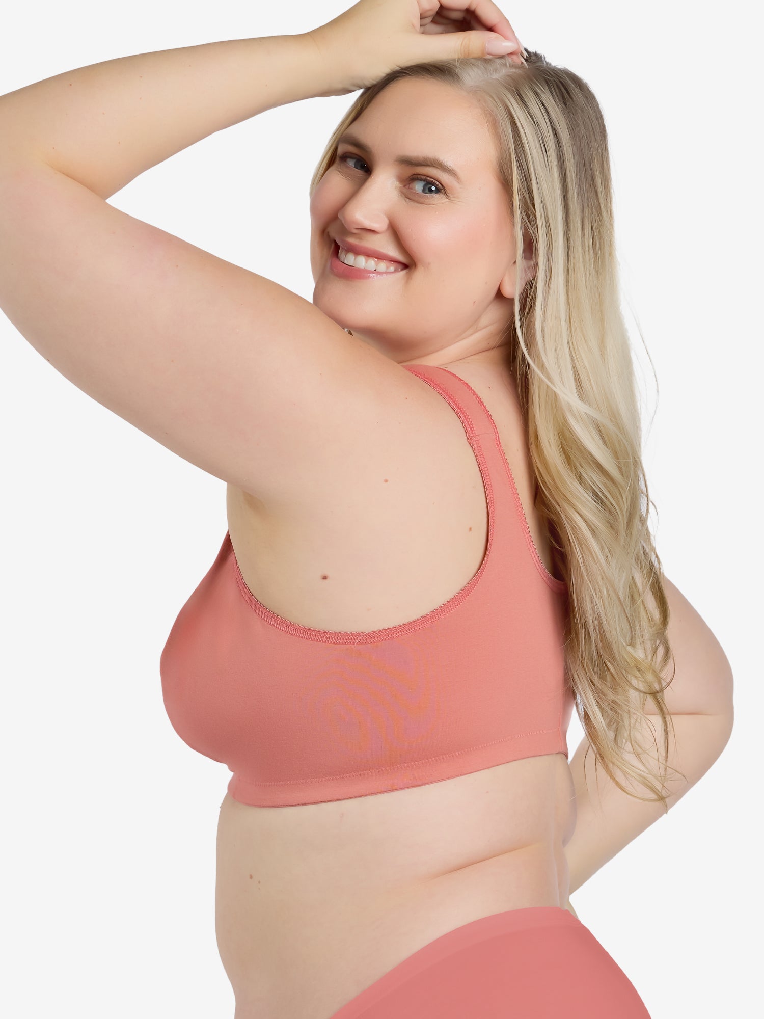 Side view of cotton front-closure wirefree comfort bra in black