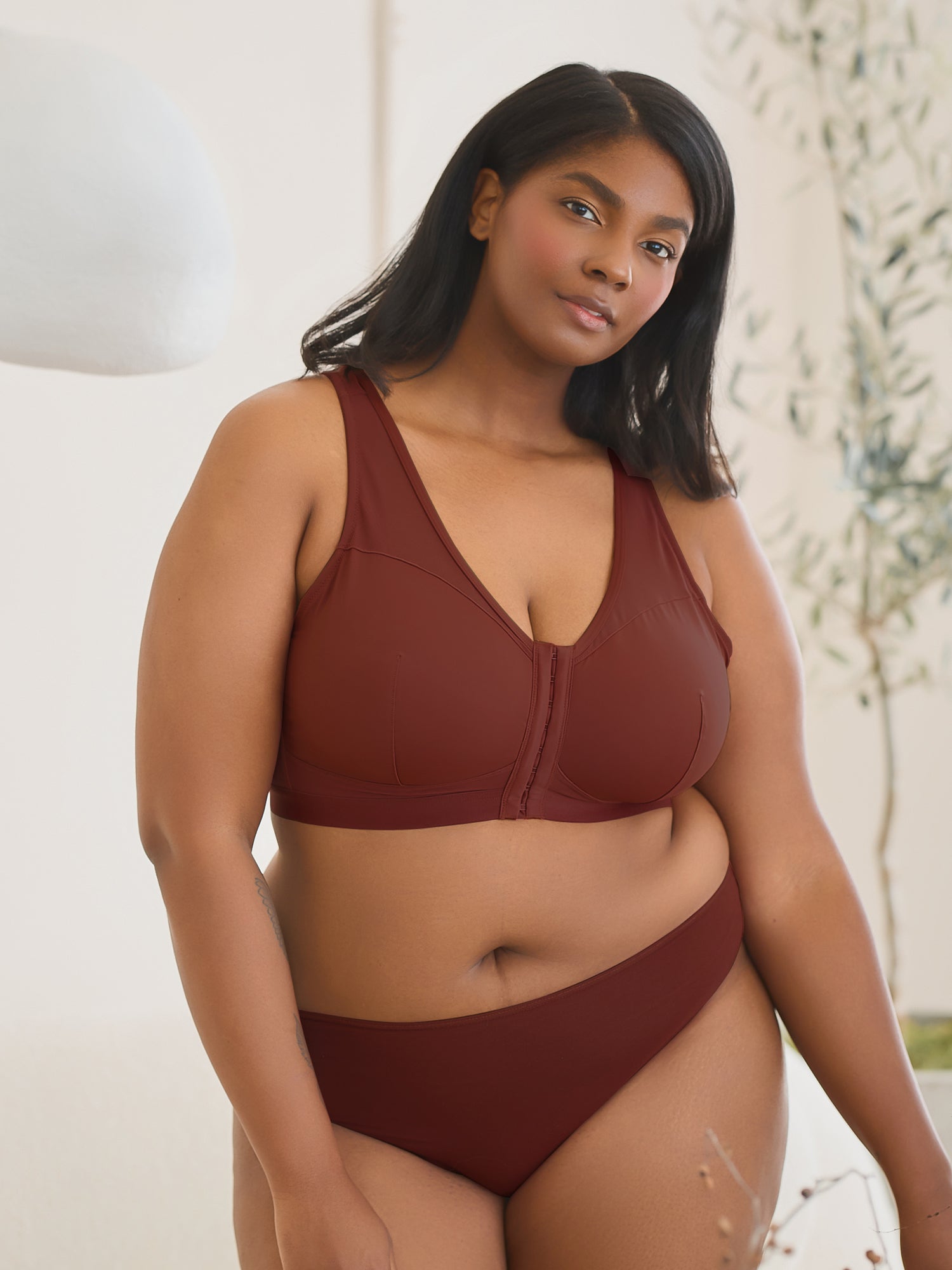 The Harper - Wireless Mesh Front-Closure Bra - Spiced Apple,36AB