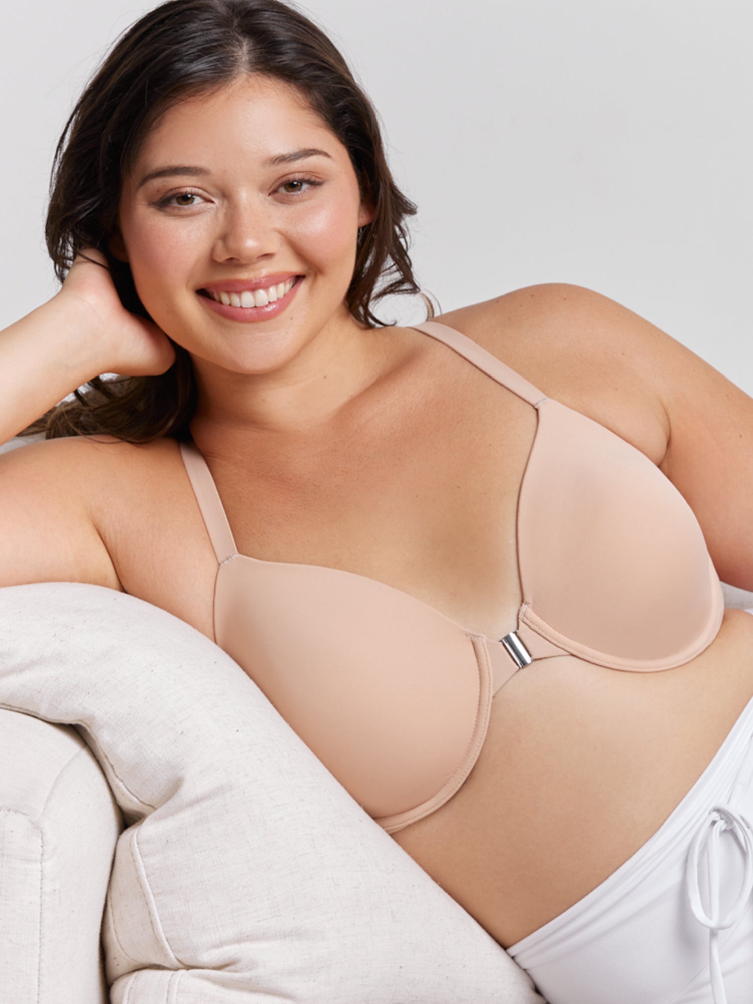 The Luna - Lightly Padded Front-Closure Racerback T-Shirt Bra - Sand,38B