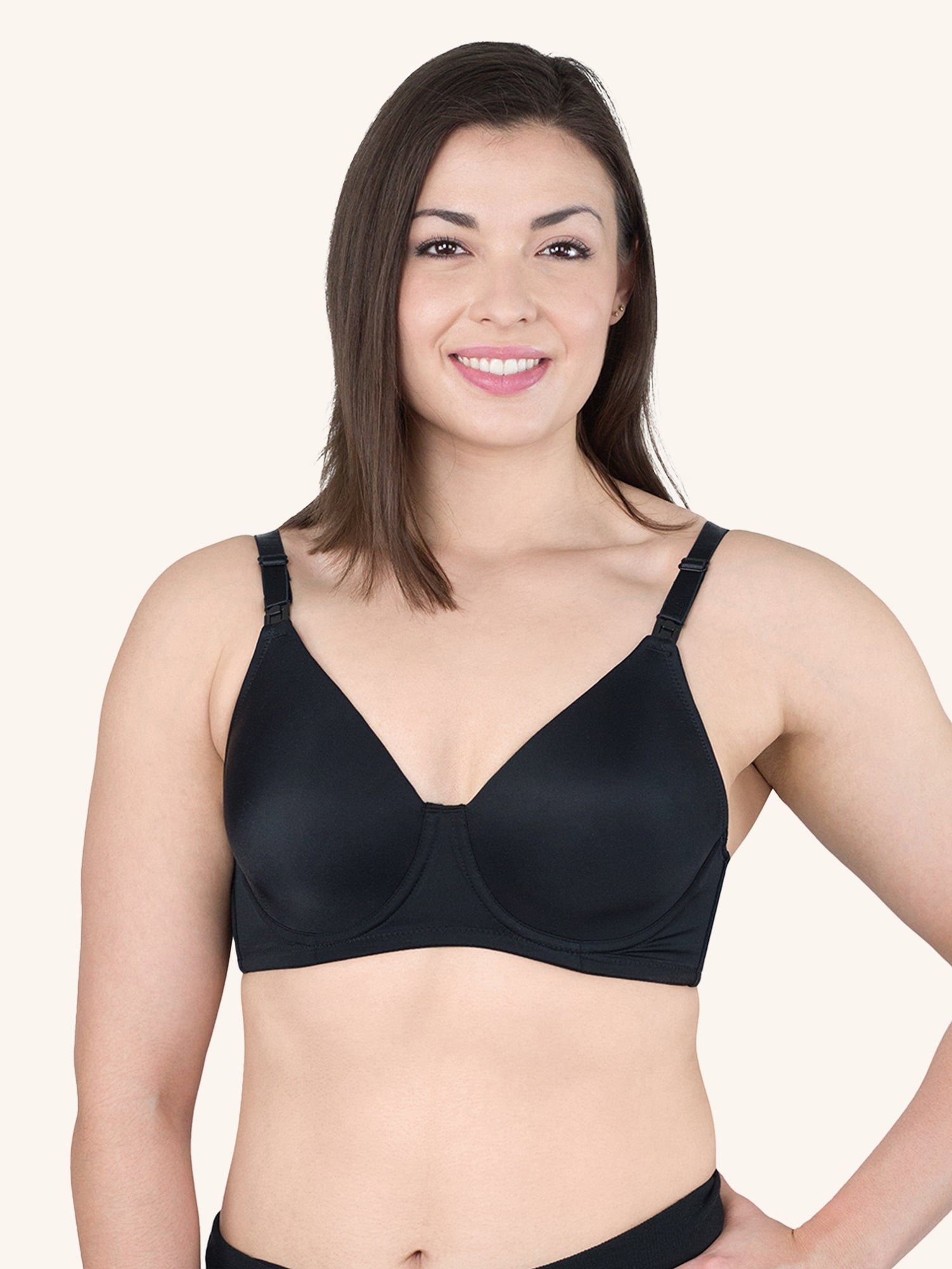 Loving Moments Full Coverage T-Shirt Nursing Bra - Black,34B