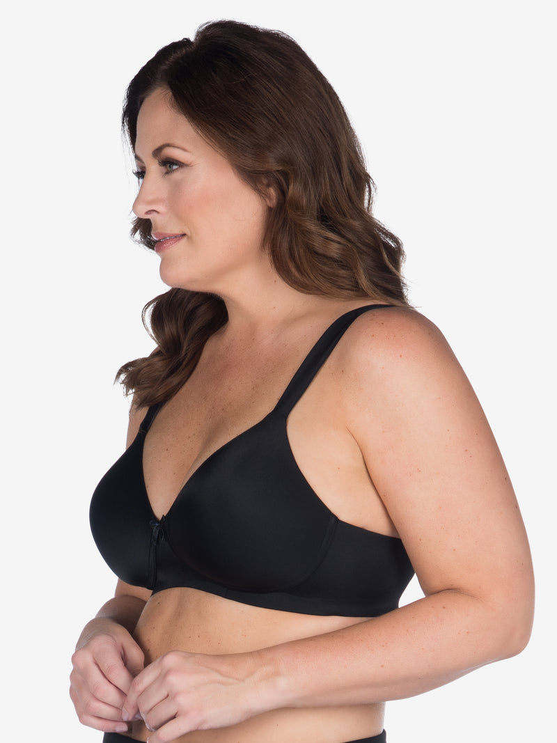 Side view of classic wirefree t-shirt bra in black