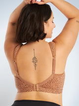 The Evie - All-Day Cotton Comfort Bra - Mocha Leo Dot,34CDDD