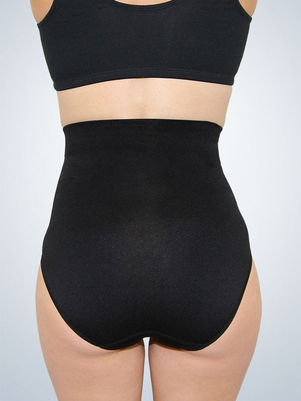 Back view of postpartum shapewear brief in jet black