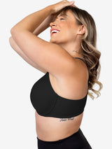 Back view of front-closure racerback t-shirt bra in black