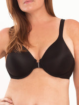 The Brigitte Racerback - Front-Closure Underwire T-Shirt Bra - Black,36A