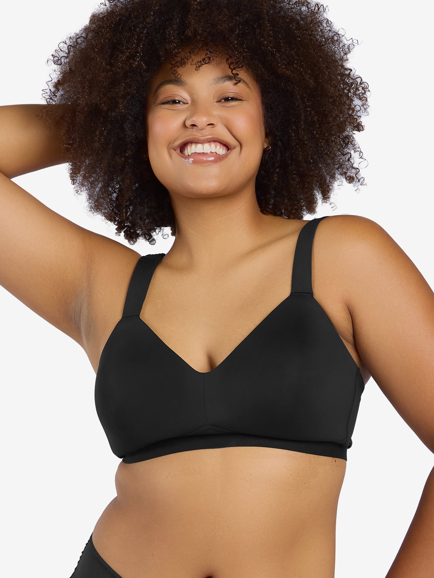 The Aurora - Lightly Lined Microfiber Wireless Bra - Black,34D