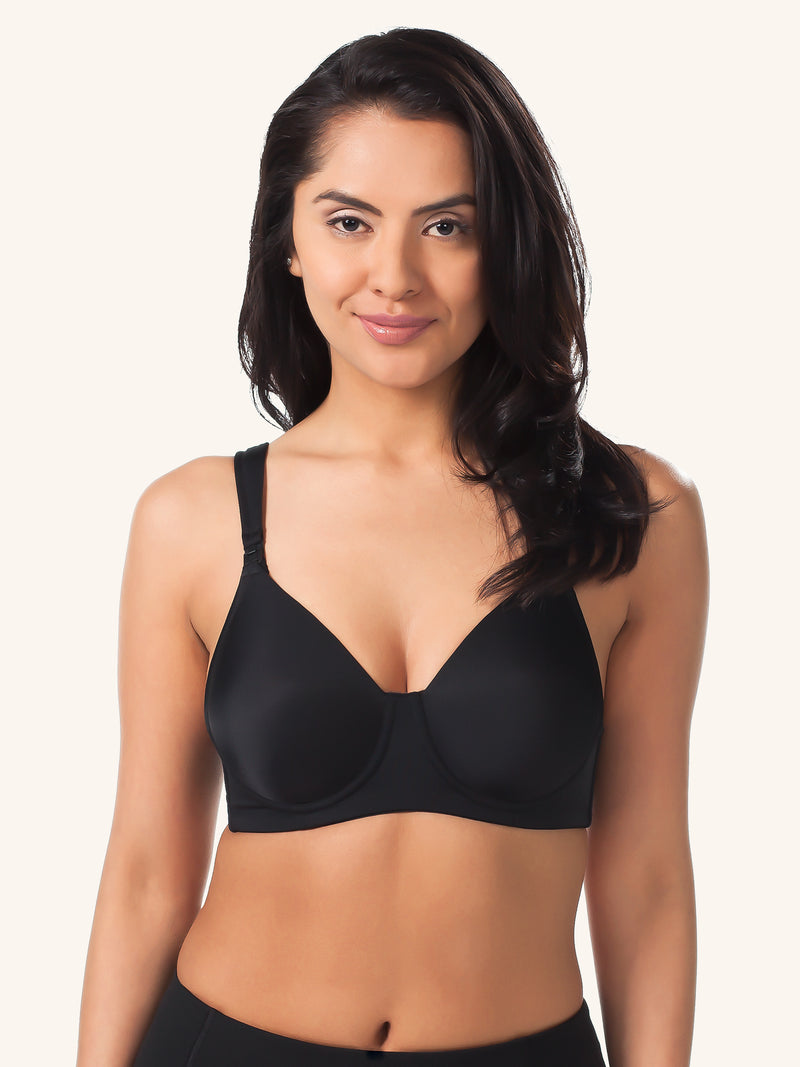 Front view of cool fit underwire nursing bra in black