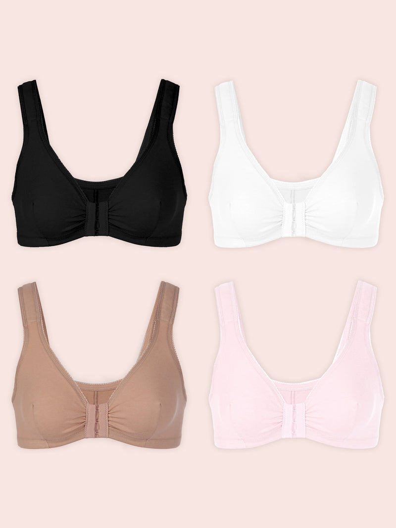 1/2/3 Pack Everyday Cozy Bras,Front Closure Comfort Cotton Upgrade