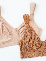 The Evie - All-Day Cotton Comfort Bra - Mocha Leo Dot,34CDDD