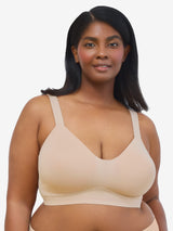 The Aurora - Lightly Lined Microfiber Wireless Bra - Sand,34D