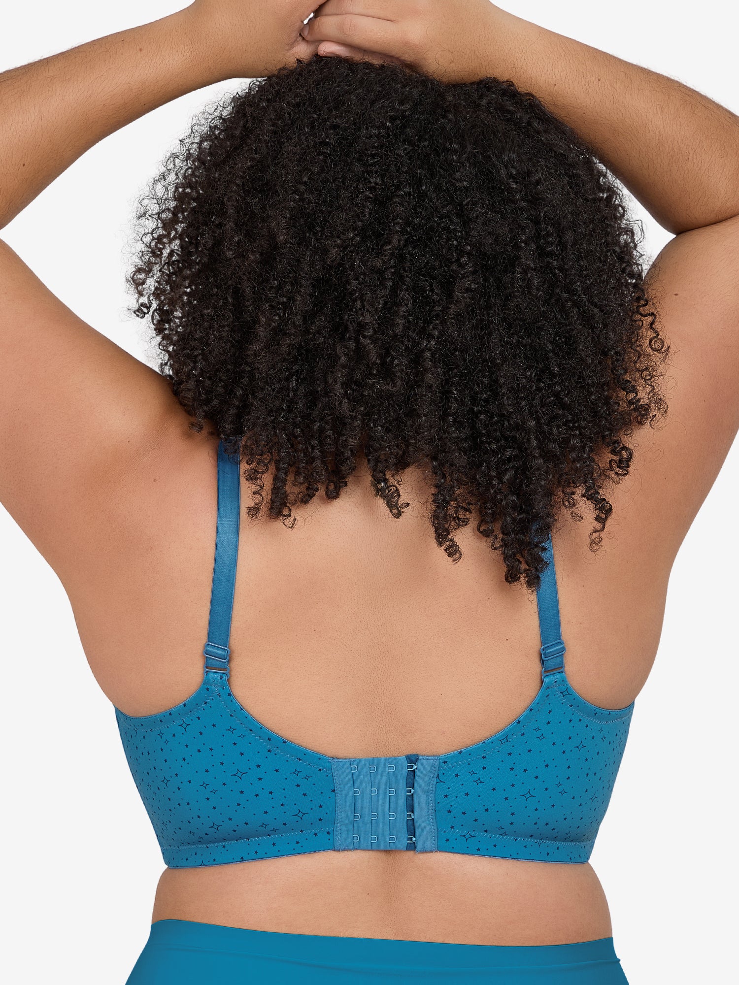 The Brigitte Full Coverage - Padded Underwire T-Shirt Bra - Blue Cosmic Print,38A