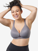 Front view of lace wirefree t-shirt bra in storm front grey