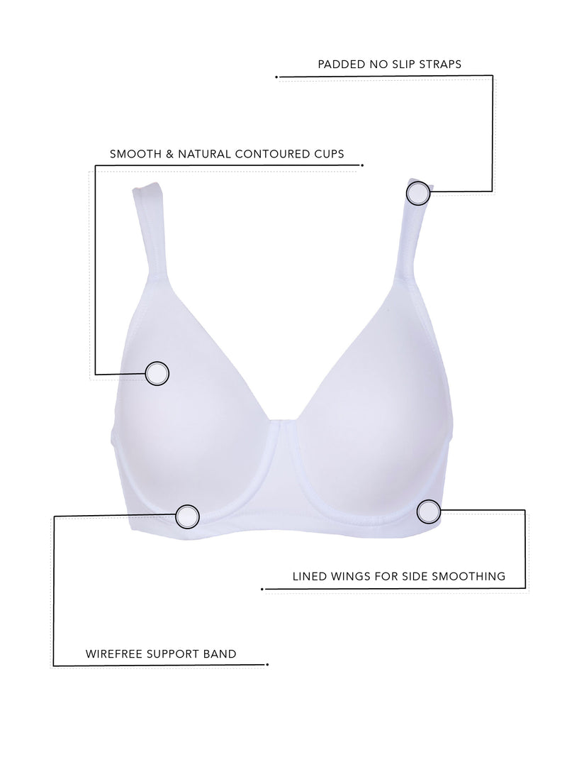 The Brigitte Full Coverage - Padded Wirefree T-Shirt Bra - Nude,36A