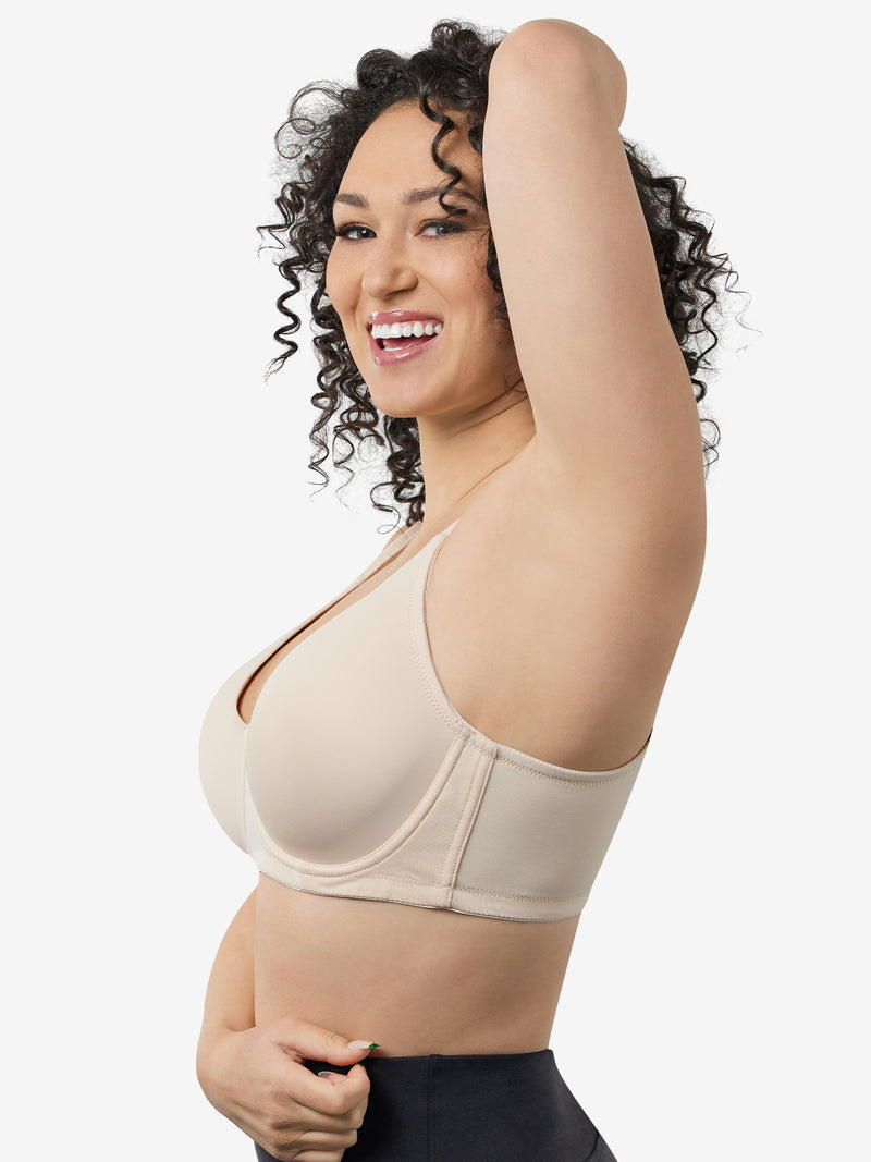 The Brigitte Full Coverage - Padded Wirefree T-Shirt Bra - Nude,36A