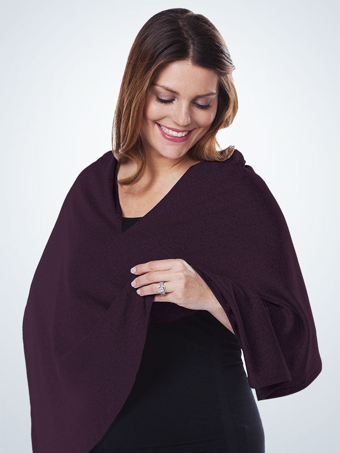 Front view of nursing cover in blackberry wine