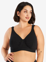 Front view of cotton comfort bra in black