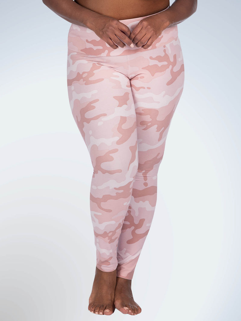 Front view of control waist super soft legging pink camo
