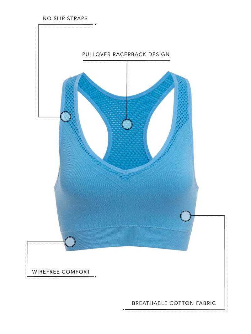 The Lea - Cooling Low-Impact Racerback Sports Bra - Arctic Blue,M