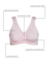 The Laurel - Seamless Comfort Front-Closure Bra - Pink Crush,M