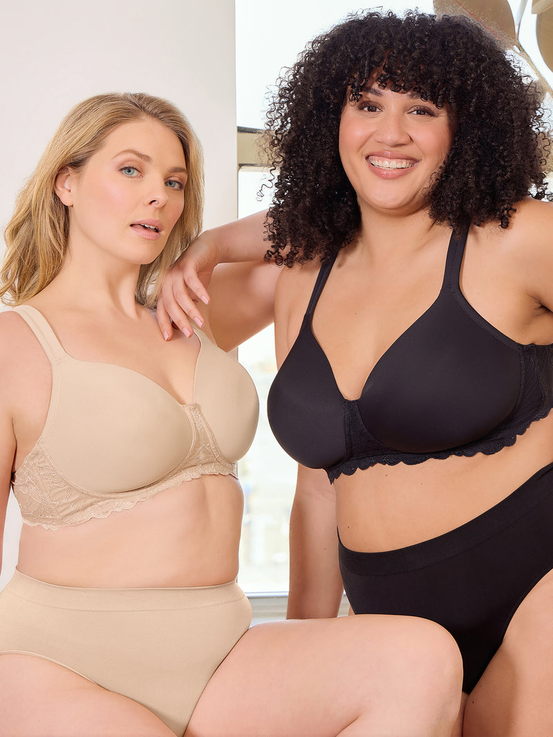 The Zoey – Lace Band Molded Wireless T-Shirt Bra - Black,38A