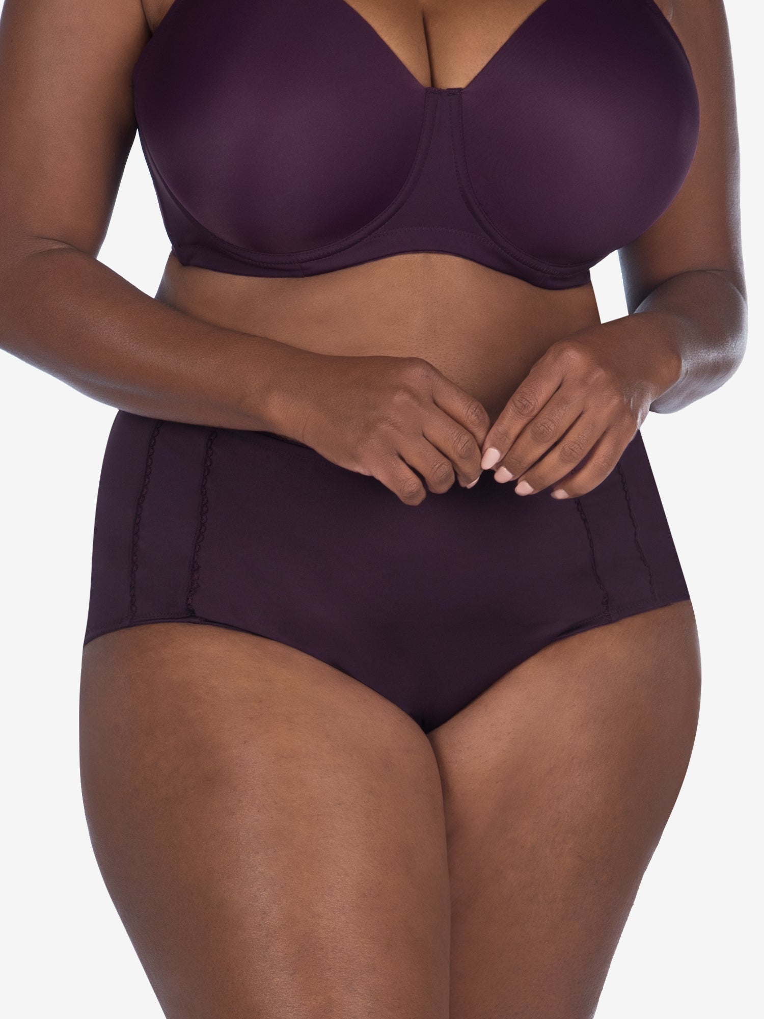 Front view of comfort fresh cooling panties in blackberry wine