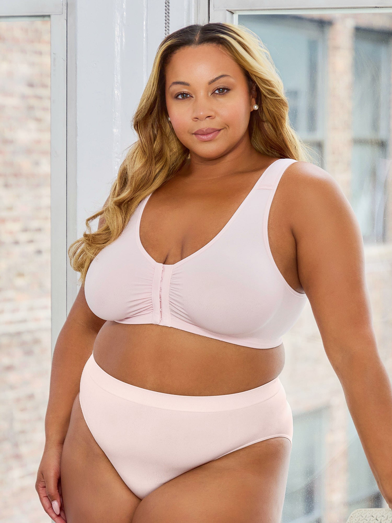 The Laurel - Seamless Comfort Front-Closure Bra - Pink Crush,M