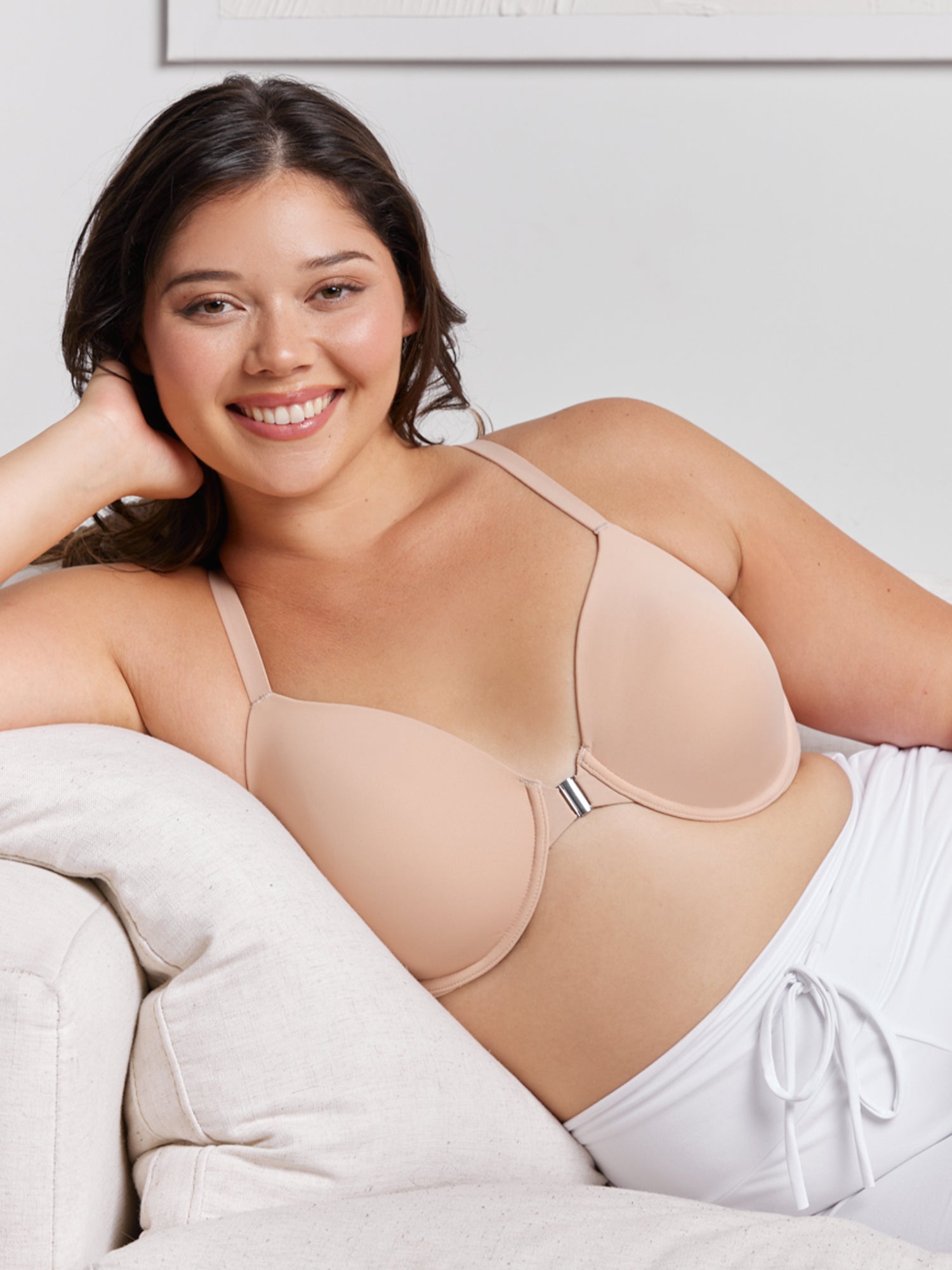 The Luna - Lightly Padded Front-Closure Racerback T-Shirt Bra - Sand,38B