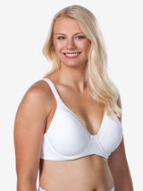 Front view of underwire t-shirt bra in white