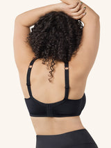 Side view of wirefree nursing and hands free pump bra in black