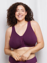 The Meryl - Cotton Front-Closure Comfort & Sleep Bra - Plum,36AB