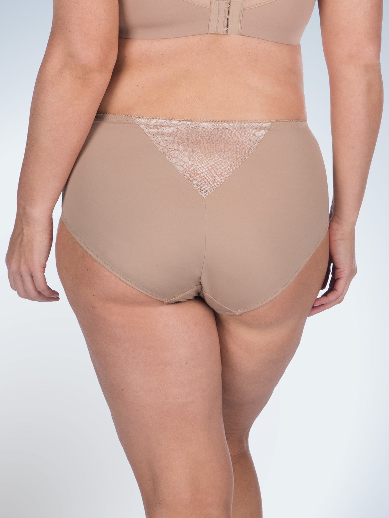 Back view of comfort fresh cooling panties in warm taupe
